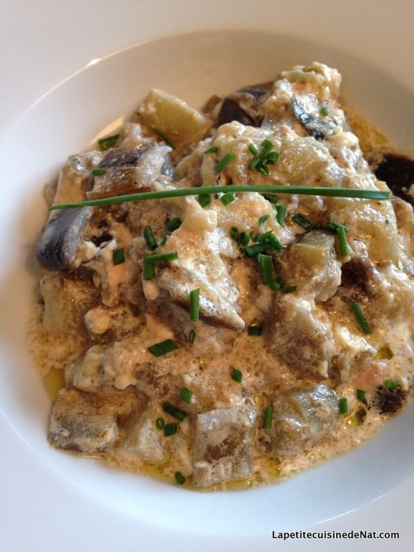 Plat savoureux aubergines blanches