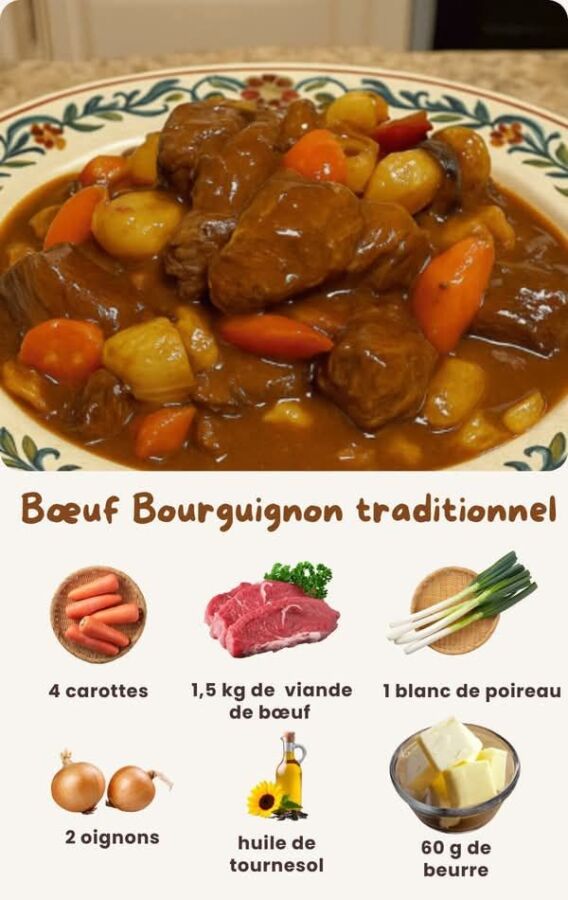 Savoureux boeuf bourguignon classique