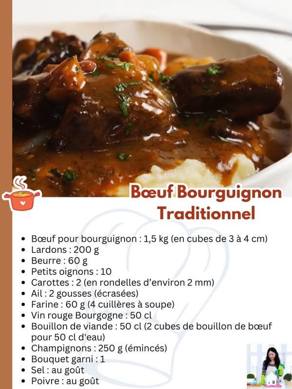Plat traditionnel boeuf bourguignon