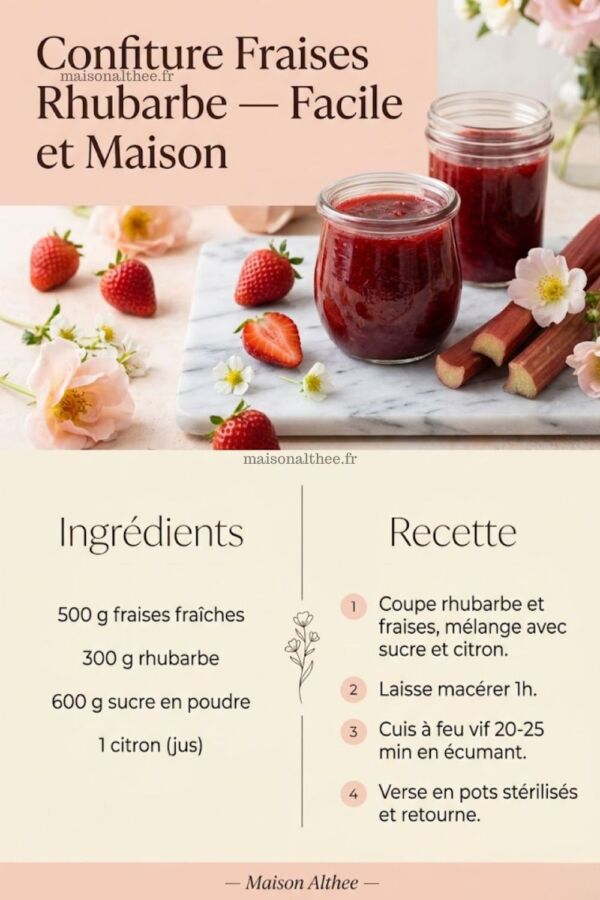 Confiture artisanale fraise rhubarbe