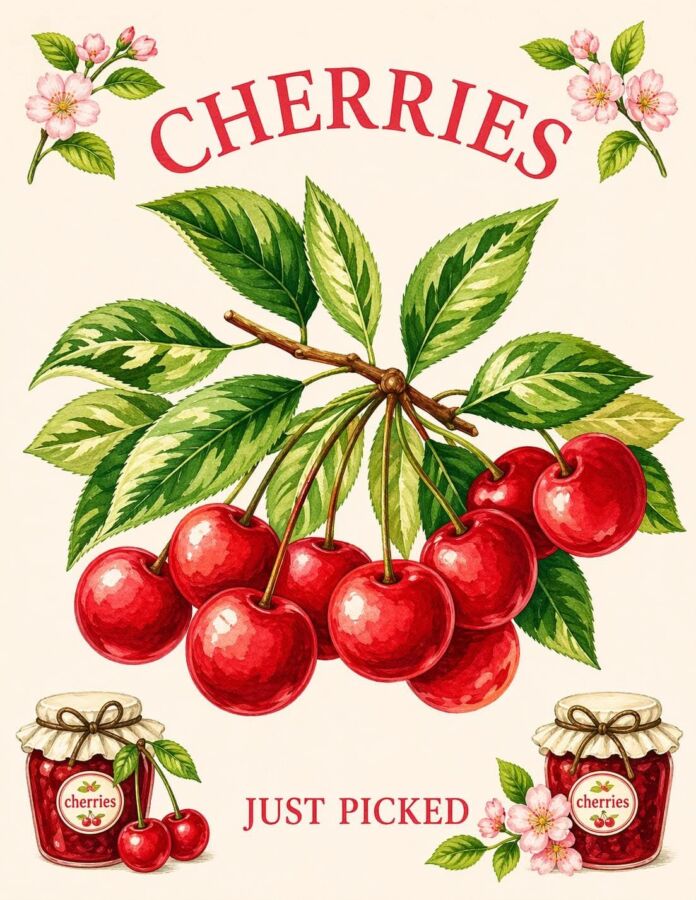 Confiture cerises étiquettes créatives