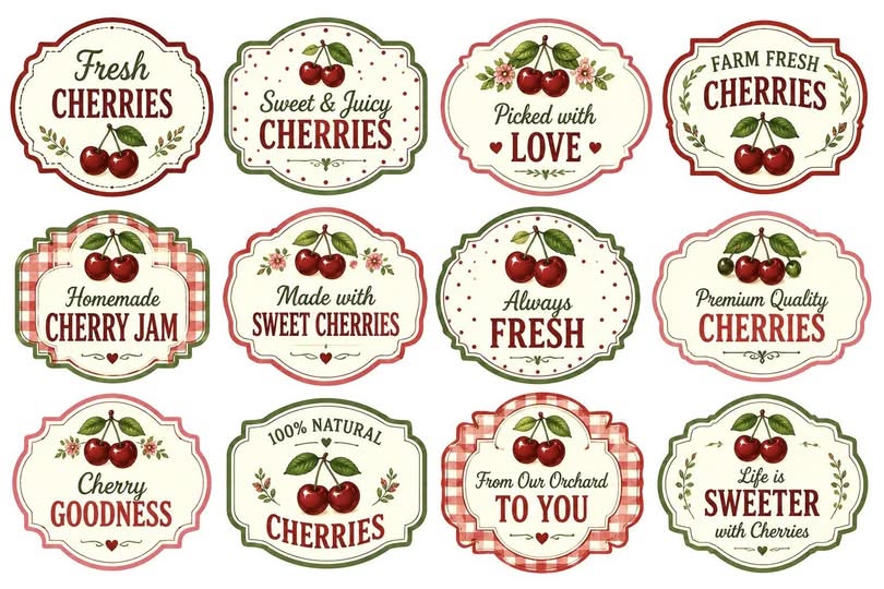 Confiture cerises étiquettes créatives
